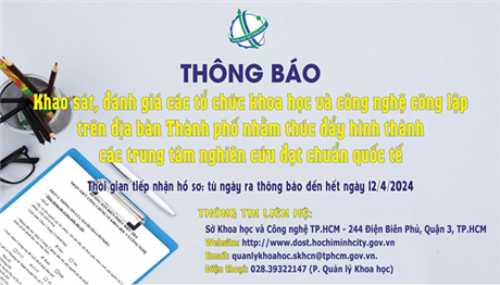TP.HCM sắp khảo sát 30 tổ chức khoa học và công nghệ để hình thành trung tâm nghiên cứu đạt chuẩn quốc tế